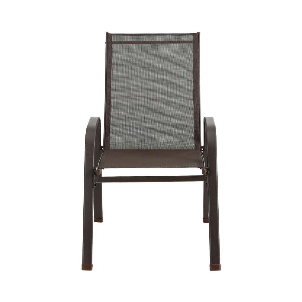 NNEDSZ 6PC Outdoor Dining Chairs Stackable Lounge Chair Patio Furniture Brown-2