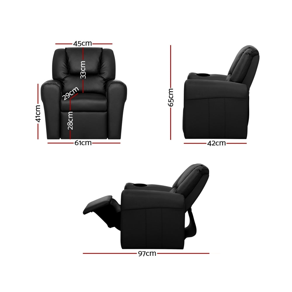 NNEDSZ Kids Recliner Chair Black PU Leather Sofa Lounge Couch Children Armchair-1