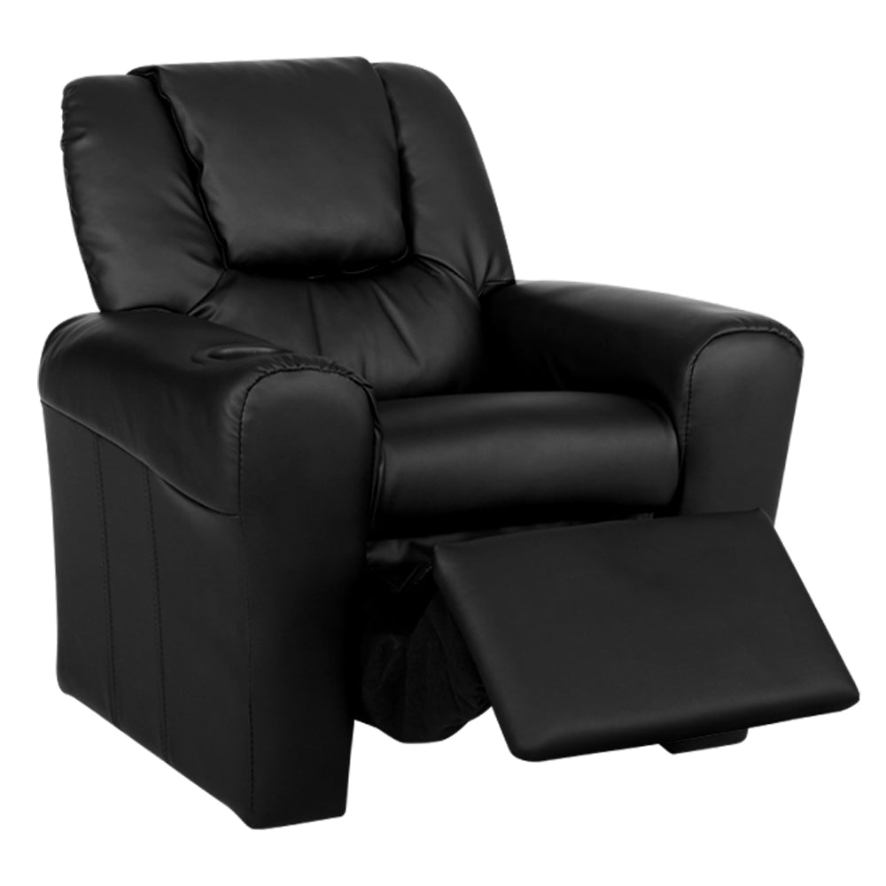 NNEDSZ Kids Recliner Chair Black PU Leather Sofa Lounge Couch Children Armchair-2