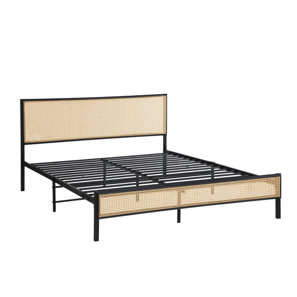 NNEED Metal Bed Frame Double Size with Rattan Board-3