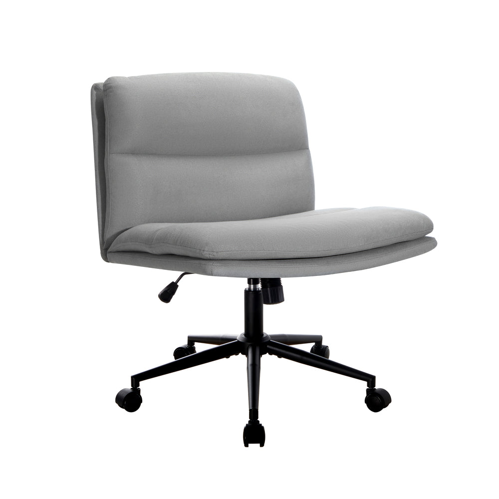 NNEED Mid Back Office Chair Wide Seat Linen Grey with Wheels-0