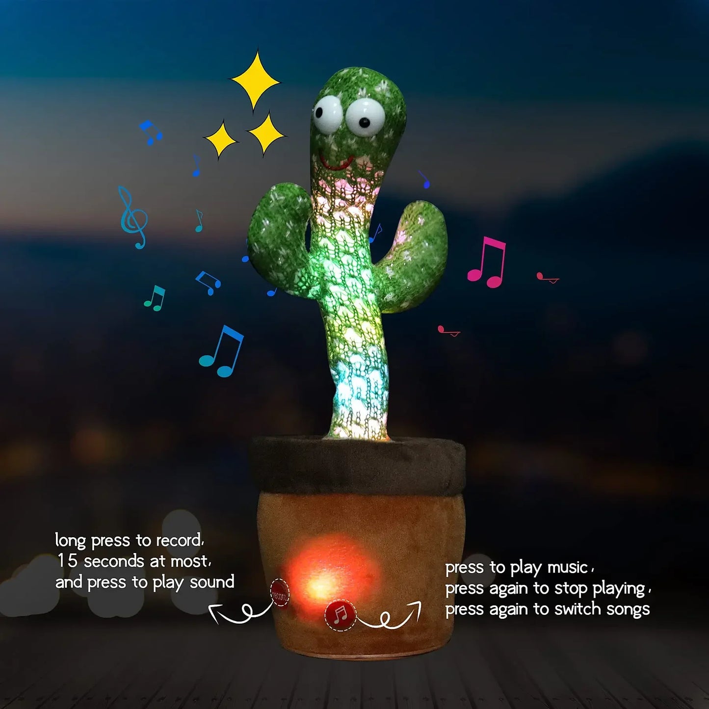 NNEOBA Rechargeable Dancing Cactus Plush Toy for Kids-4