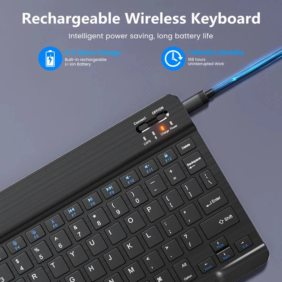 NNEOBA Bluetooth Wireless Keyboard & Mouse Combo for iPad Mac PC-3