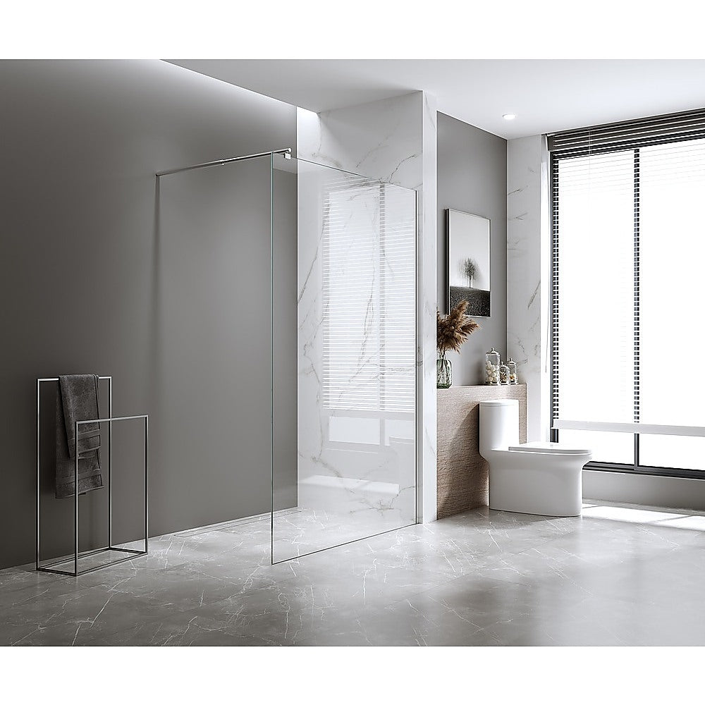 NNEDSZ 80x200cm Single Shower Glass Screen with Nickel Wall & Floor Channel-2
