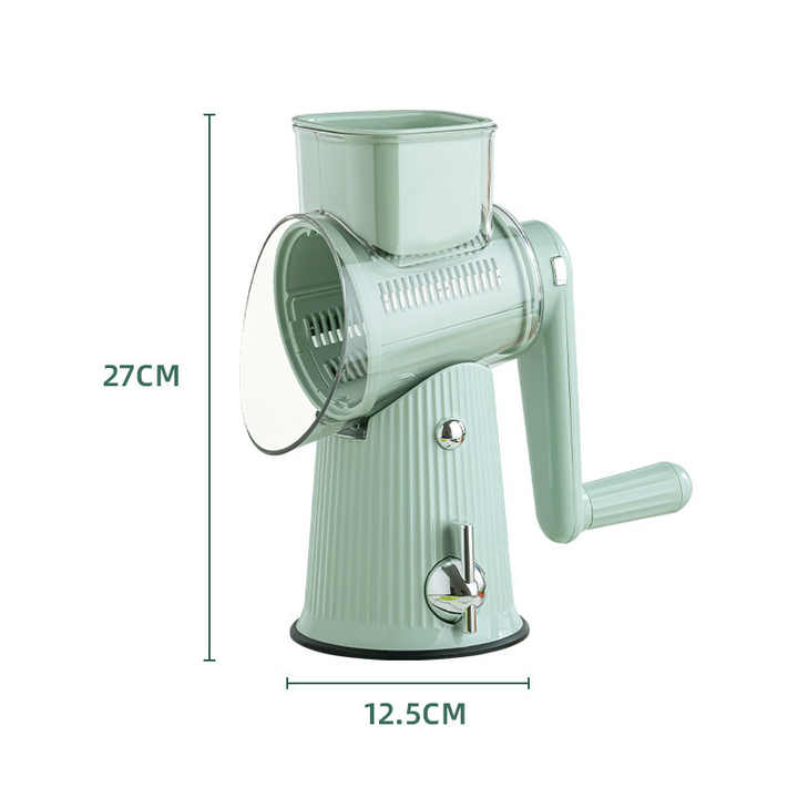 NNEDSZ Green 10-in-1 Manual Vegetable Slicer with Interchangeable Blades - Multifunctional Rotary Grater and Shredder for Kitchen Use-1