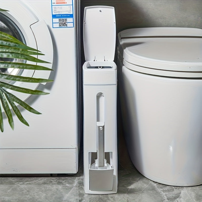 Trash Can with 4.5L Space-Saving Toilet Brush-2