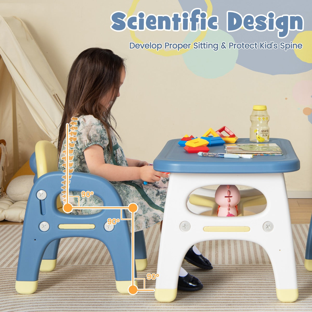 NNECW Kids Table and Chairs Set with Ideal Size for Boys & Girls-2