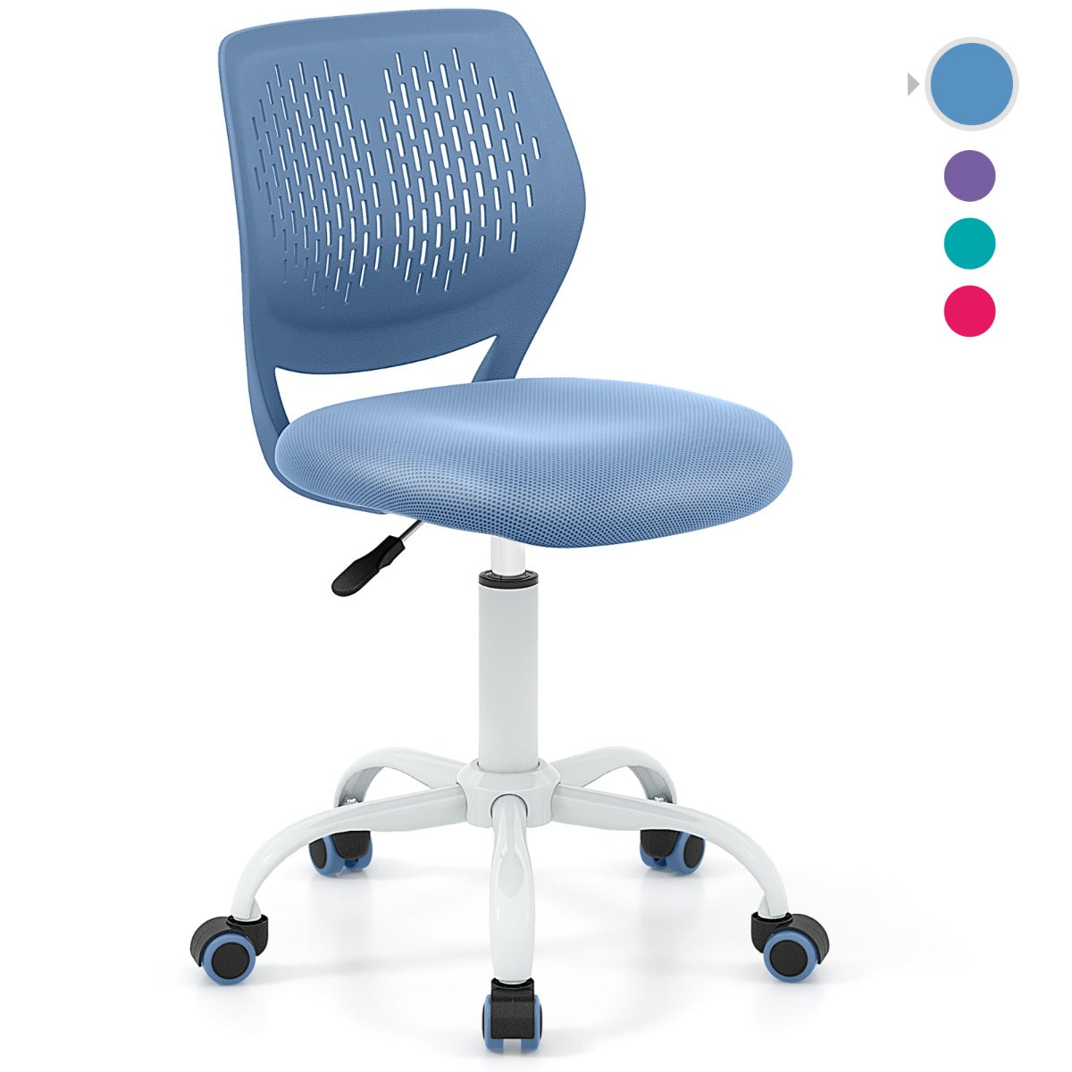 NNECW Adjustable Mid Back Children Study Chair with Adjustable Height for Office-Blue-1