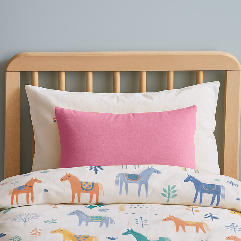 coussin rectangle rose en coton gots