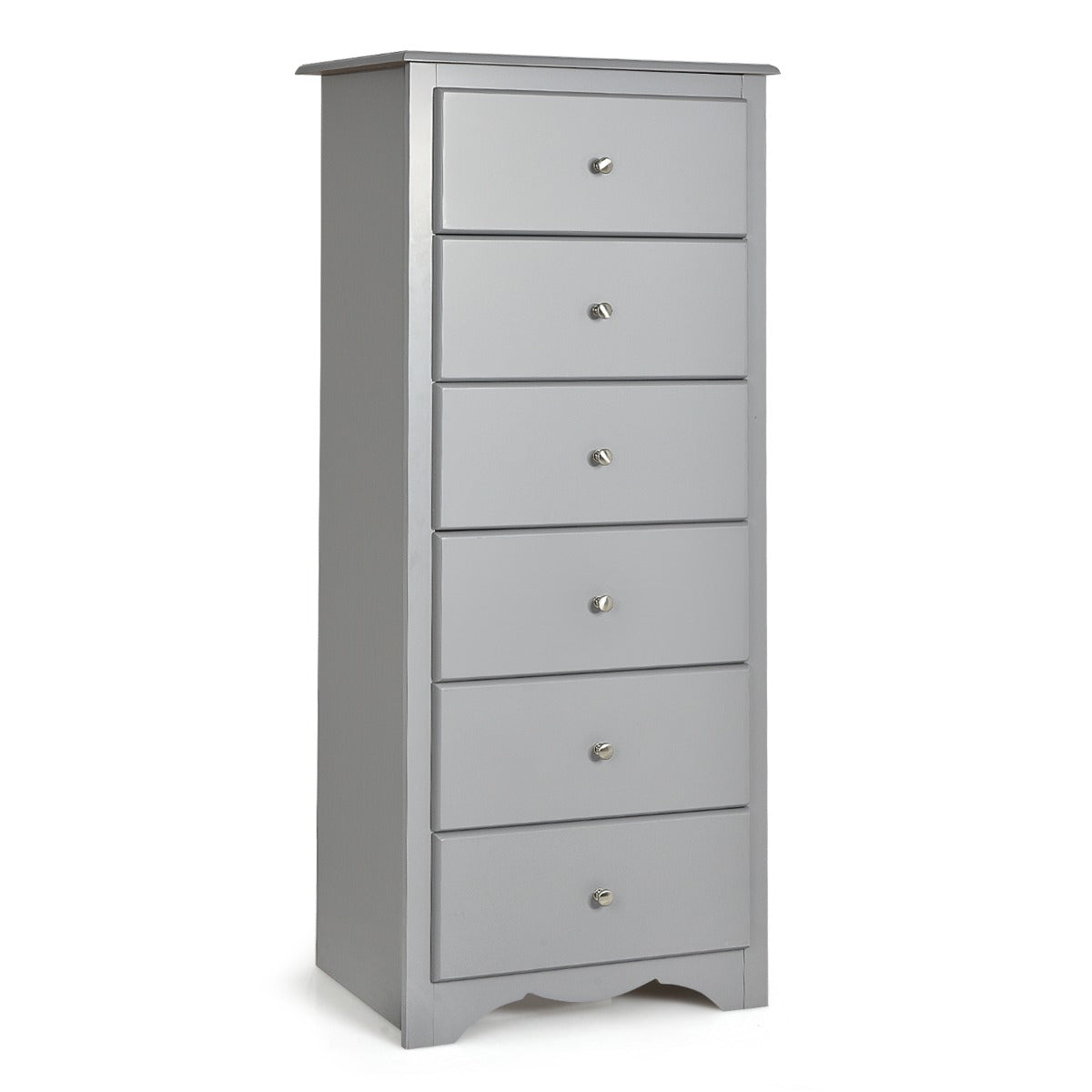 NNECW 6 Drawer Chest with Mental Knobs for Living Room-Grey-1