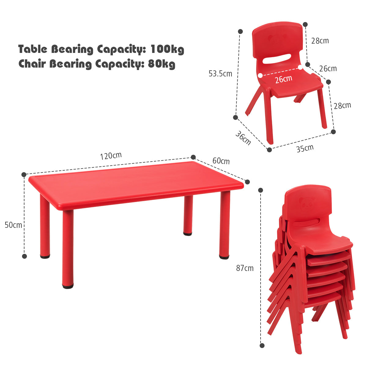 NNECW Kids Table and 6 Chairs Set for Preschools & Home-3
