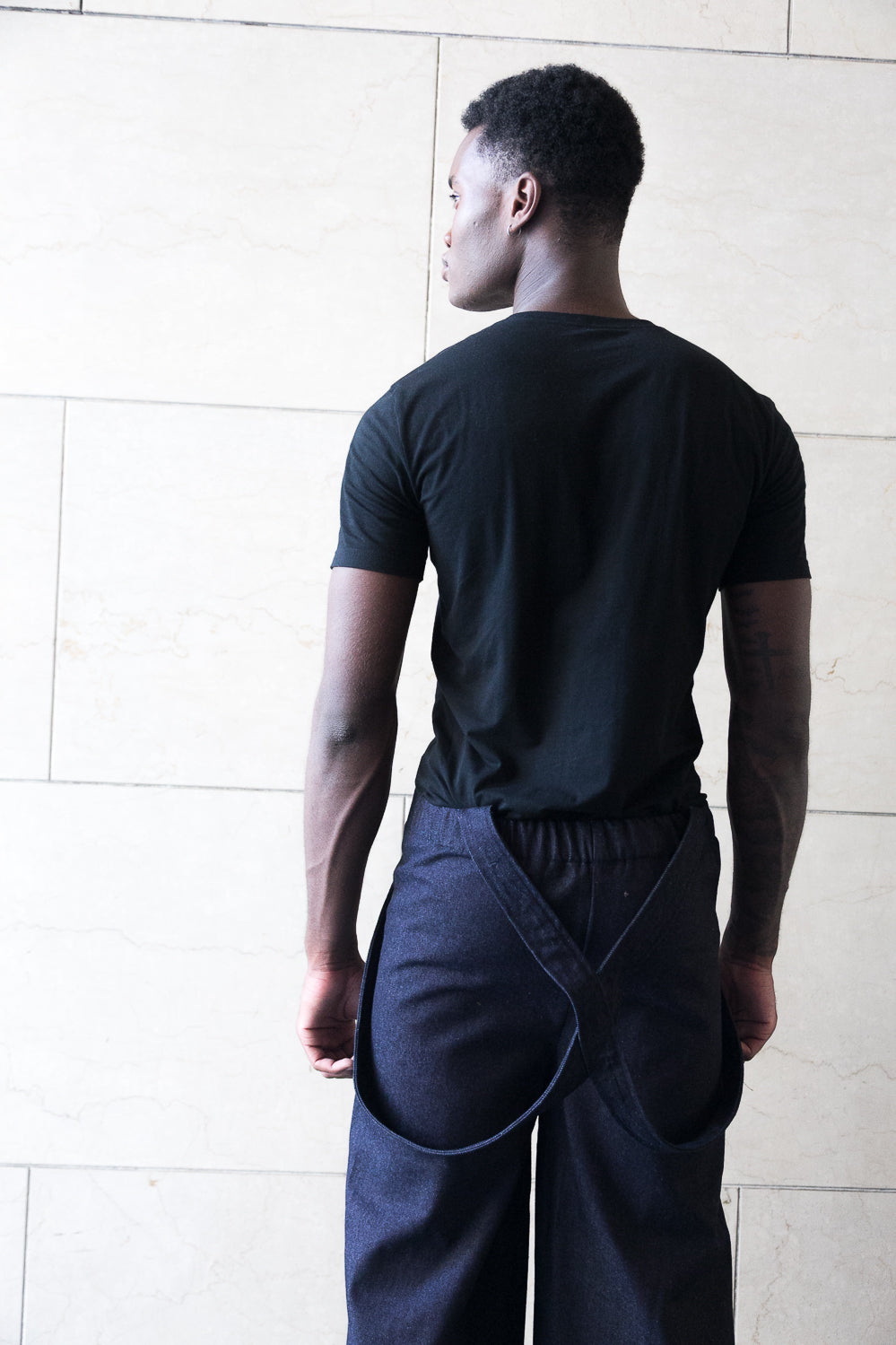 Elasticated waist wide pants with braces-0