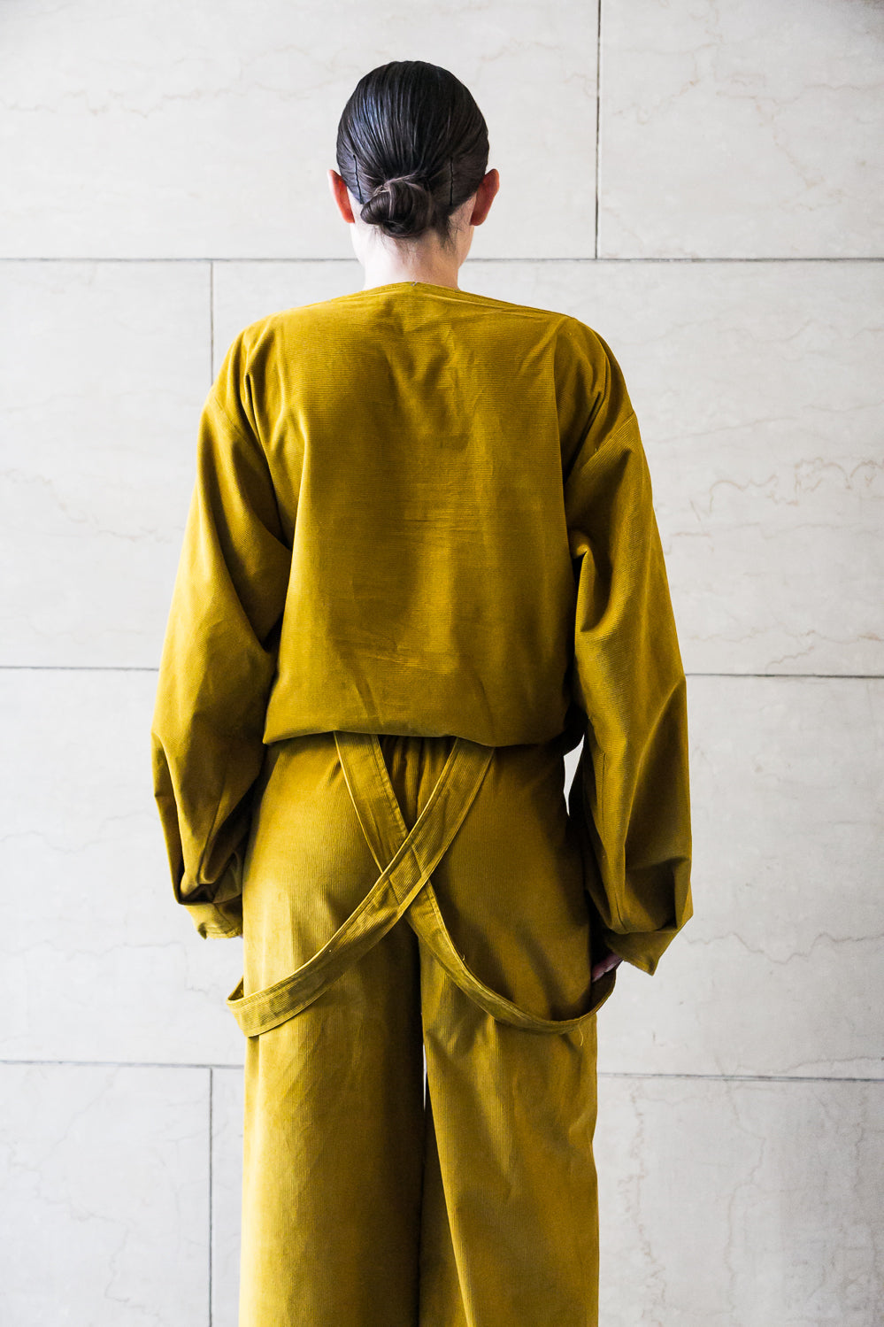 Elasticated waist wide pants with braces-2