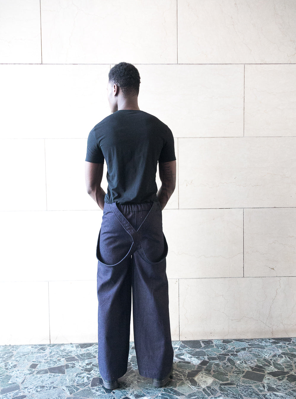 Elasticated waist wide pants with braces-5