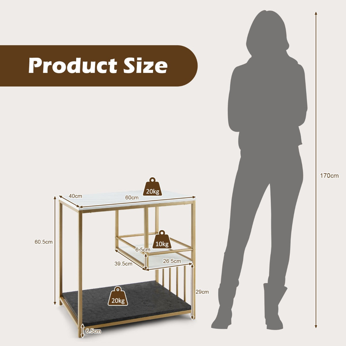 NNECW Modern 3-Tier Side Table with Storage for Living Room & Bedroom-3