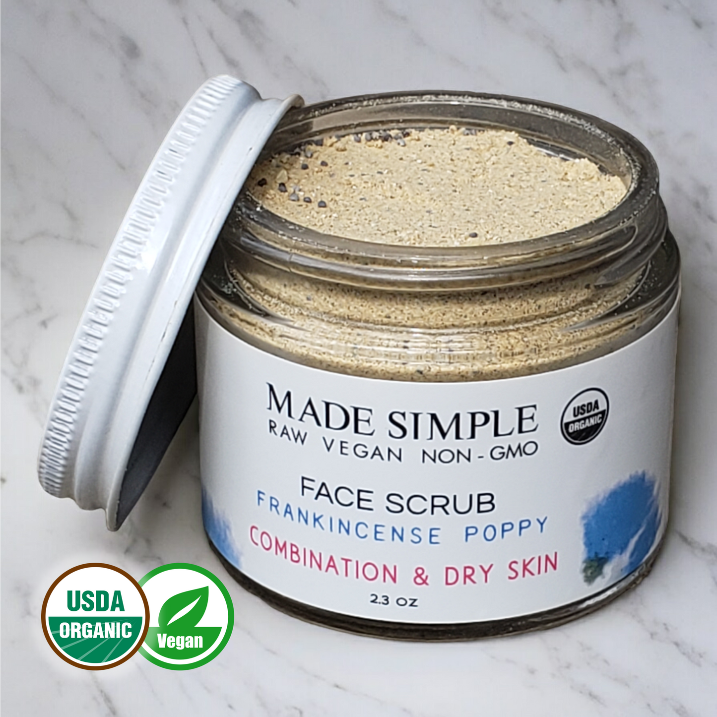 Frankincense Poppy Seed Face Scrub for Combination/Dry Skin - Certified Organic, Vegan & Cruelty-free-4