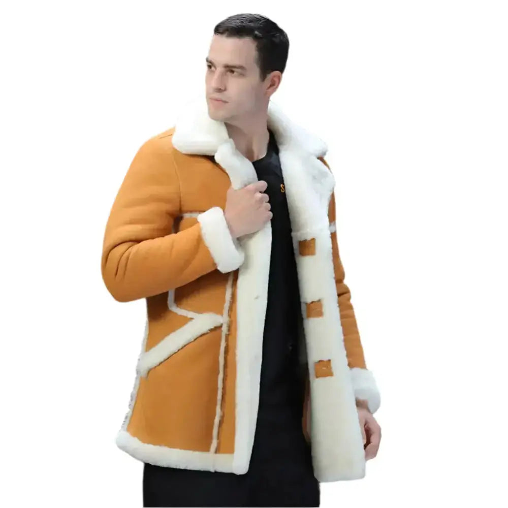 Men's Yellow Shearling B-7 Military Coat-0