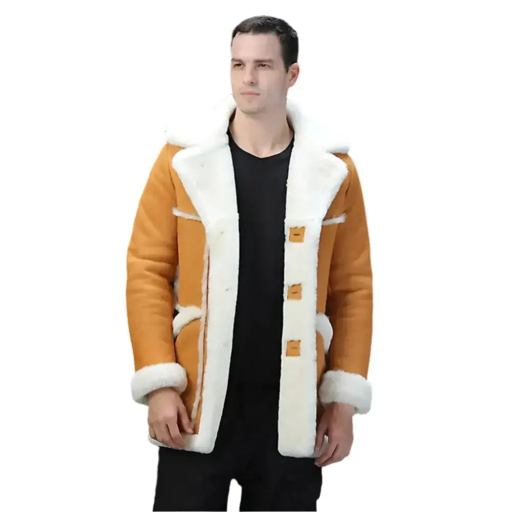 Men's Yellow Shearling B-7 Military Coat-1