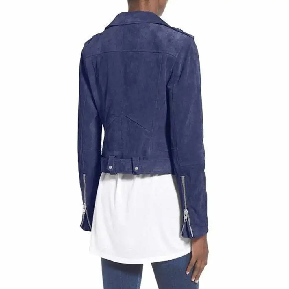 Women's Nubuck Leather Biker Jacket-1