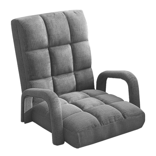 NNEAGS Foldable Lounge Cushion Adjustable Floor Lazy Recliner Chair with Armrest Grey-0