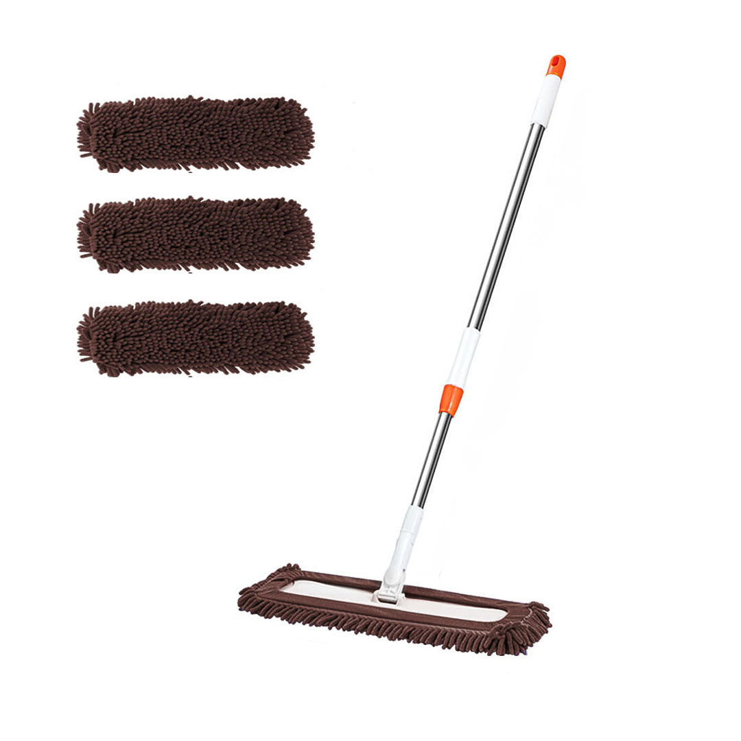 NNEAGS 80x12 Coffee Microfiber Flat Mop Floor Cleaning Pads Rotating Dust Remover-0
