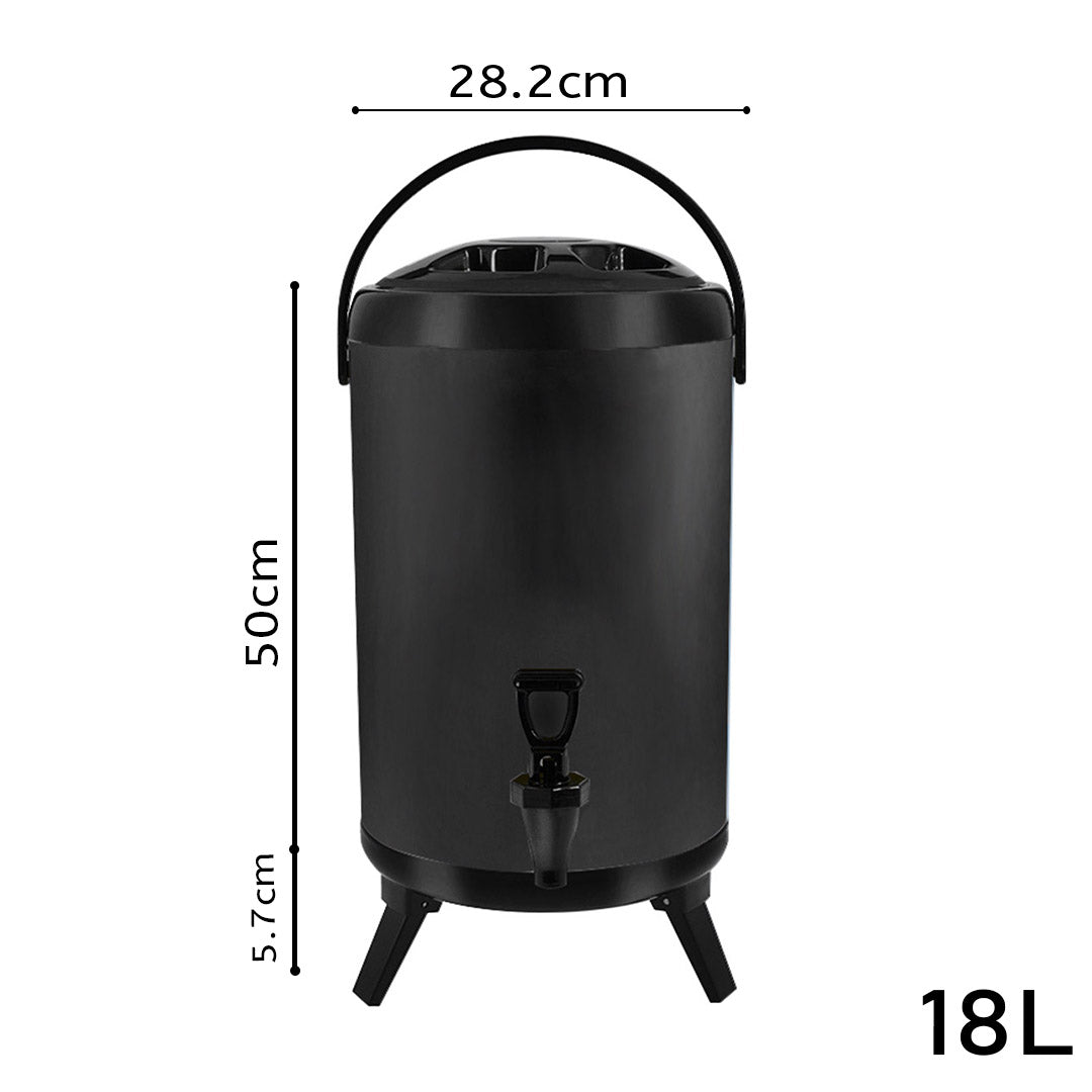 NNEAGS 18L Stainless Steel Insulated Milk Tea Barrel Hot and Cold Beverage Dispenser Container with Faucet Black-1