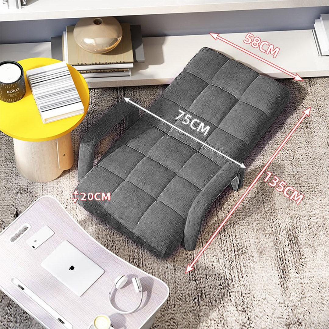 NNEAGS Foldable Lounge Cushion Adjustable Floor Lazy Recliner Chair with Armrest Grey-1