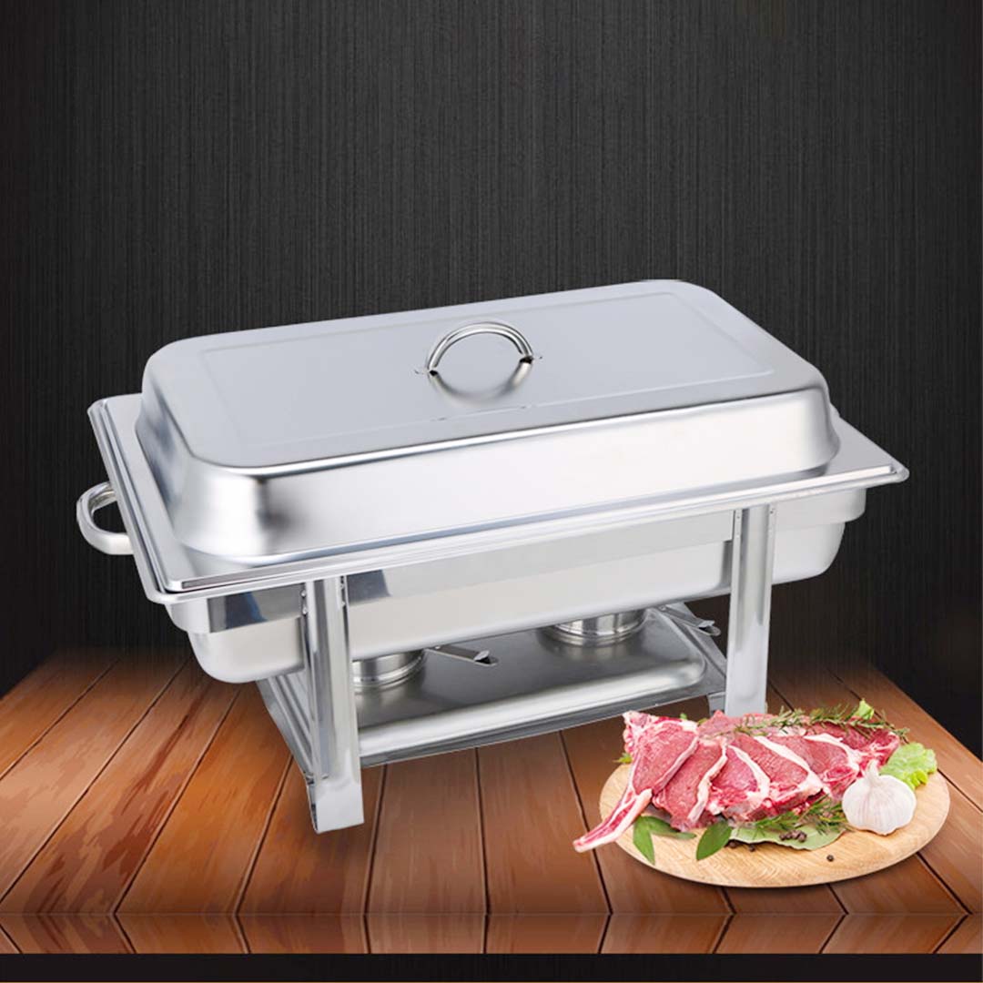 NNEAGS 2X Single Tray Stainless Steel Chafing Catering Dish Food Warmer-3