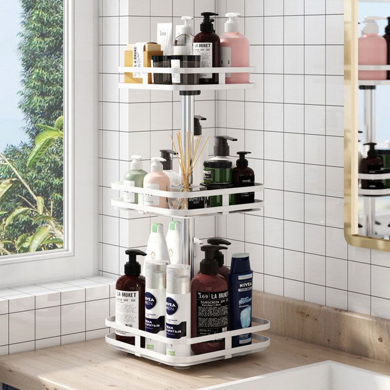 NNEAGS 2X 3 Tier Steel White Square Rotating Multi-Function Kitchen Portable Storage Spice Seasoning Kitchen Countertop Organiser Shelf-4