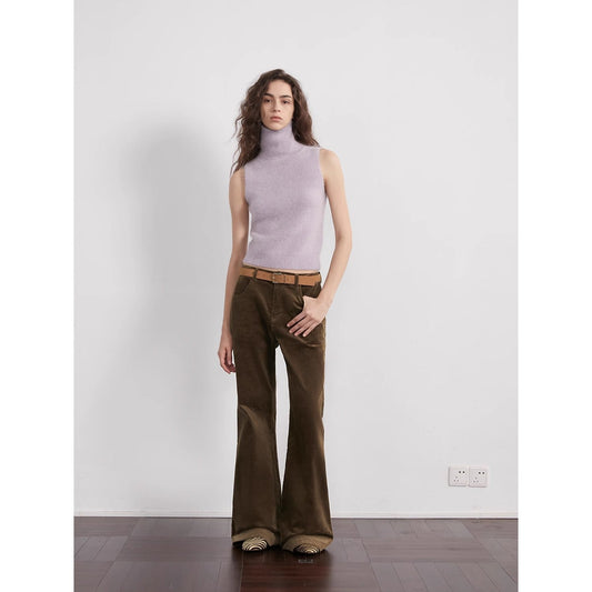 Women's Corduroy Pants Low-Waist Slim Fit Flared Leg for Fall Winter “Seaside Café”-0