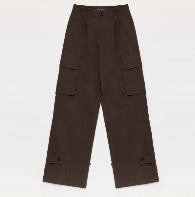"Leisure First" Personalized three-dimensional large patch pocket straight wide-leg work trousers-5
