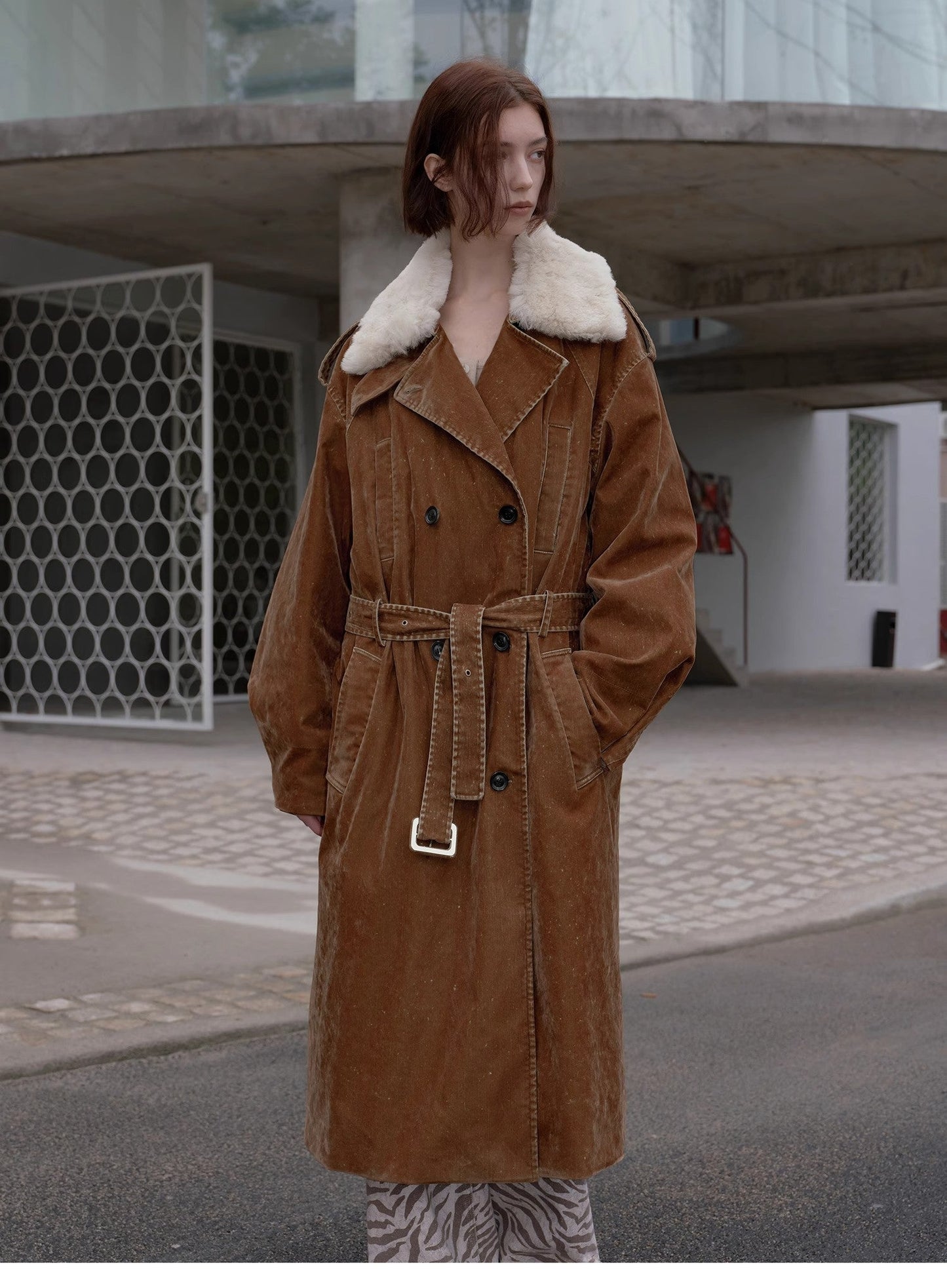 Fireladyfur  Detachable Wool Lapel Goose Down Parka"Windbreaker and Winter"-4