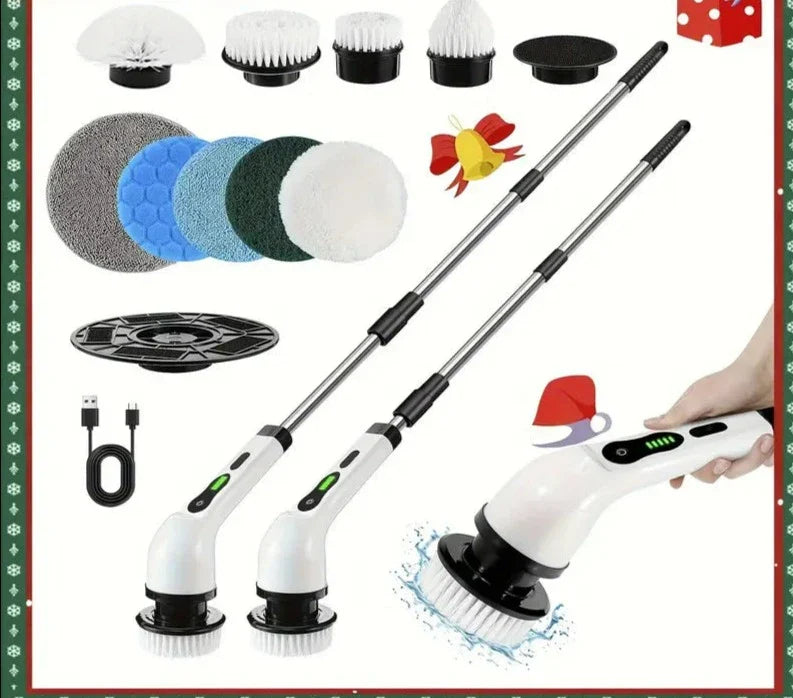 NNETM Electric Rotary Floor Scrubber with Replaceable Brush Heads-4