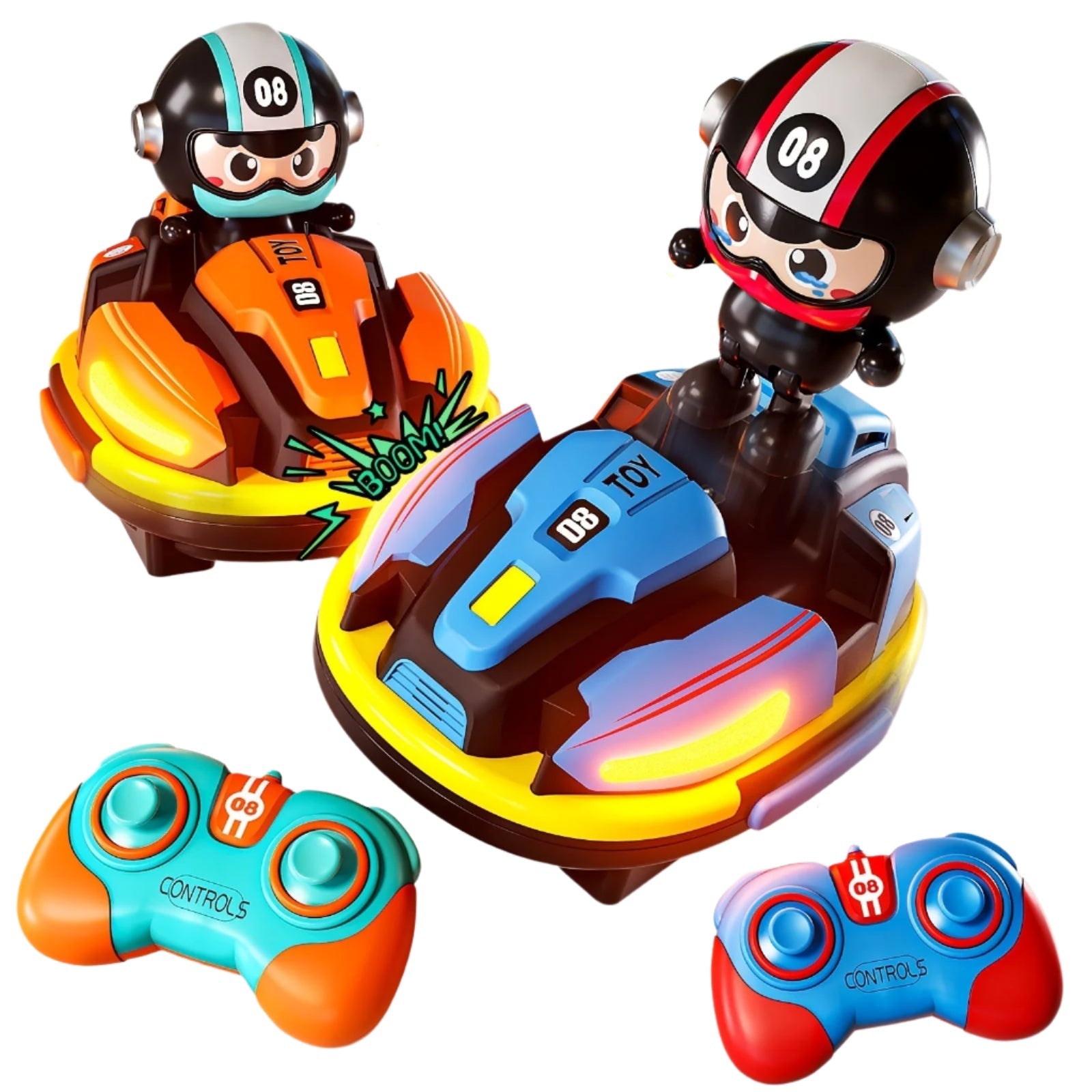 Remote Control Dual Bumper Cars Set with Lights-0