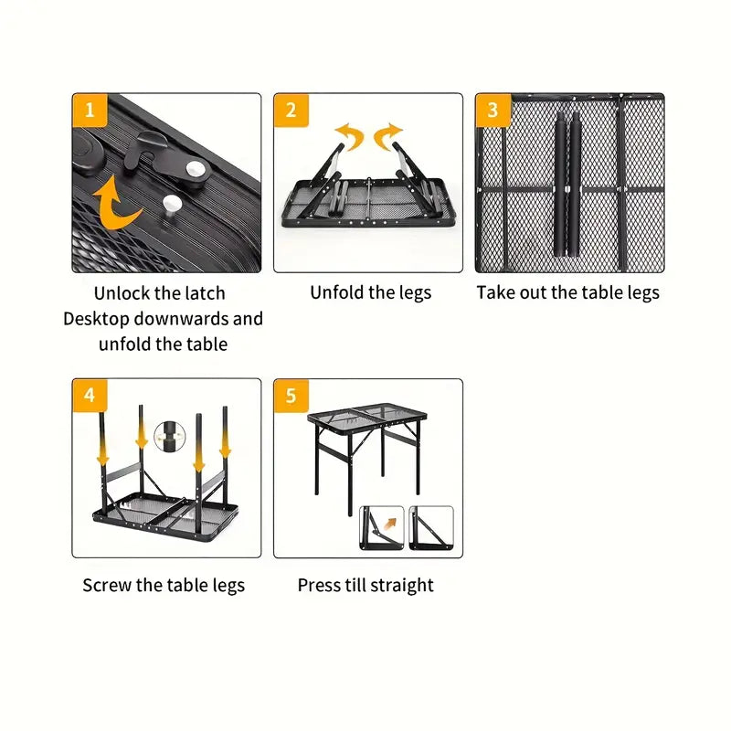 NNETM Portable Adjustable Height Folding Table with Handle-4