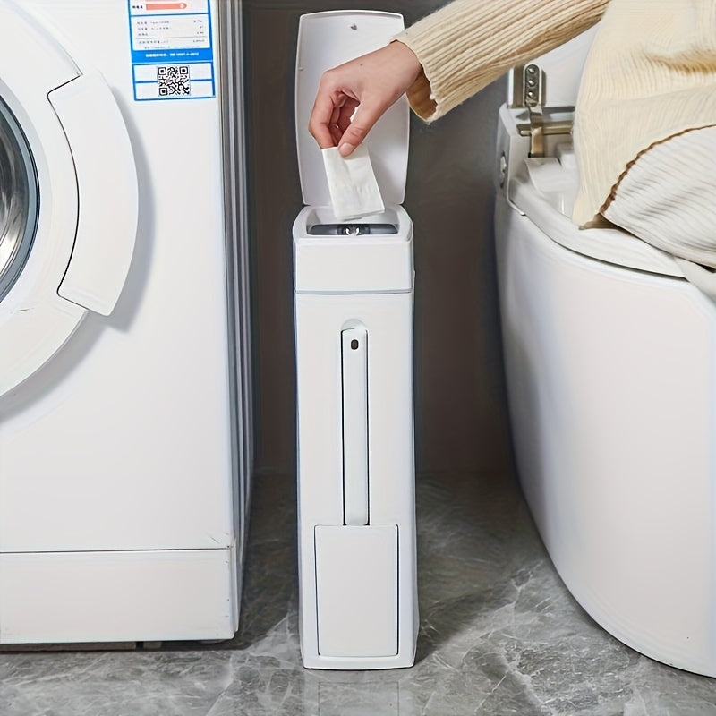 Trash Can with 4.5L Space-Saving Toilet Brush-1