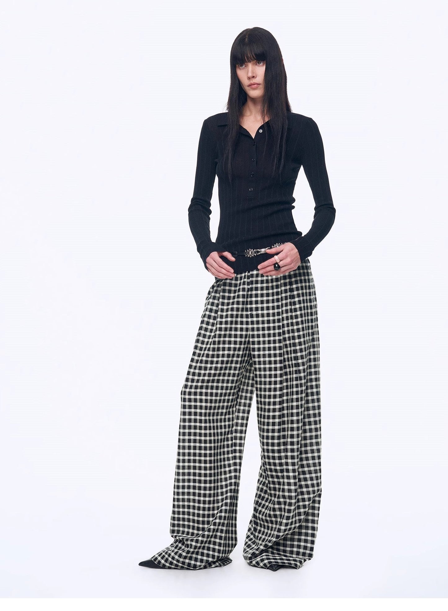 National Style Tencel Acetate Jacquard/Drape Linen Plaid Retro Casual Pants Spring"Plaid Accent"-5
