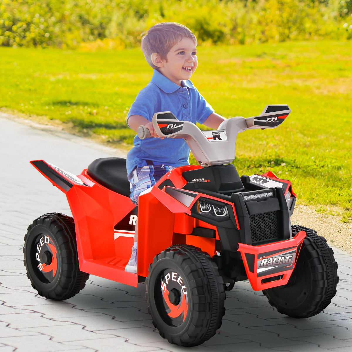 NNECW 6V Battery Powered Kids Ride on ATV with Direction Control-Red-0