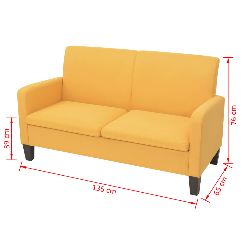 NNEVL 2-Seater Sofa 135x65x76 cm Yellow-3