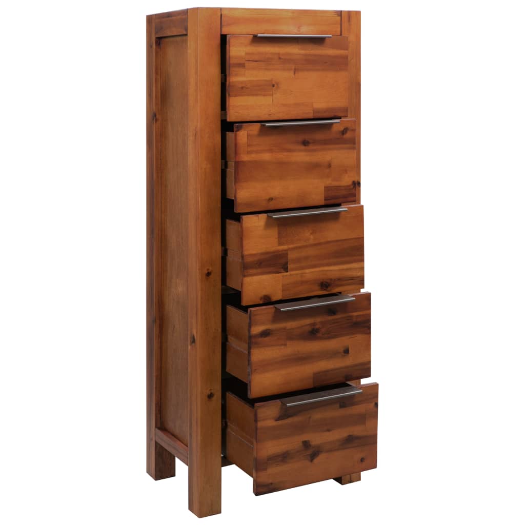 NNEVL Chest of Drawers Solid Acacia Wood 45x32x115 cm-3