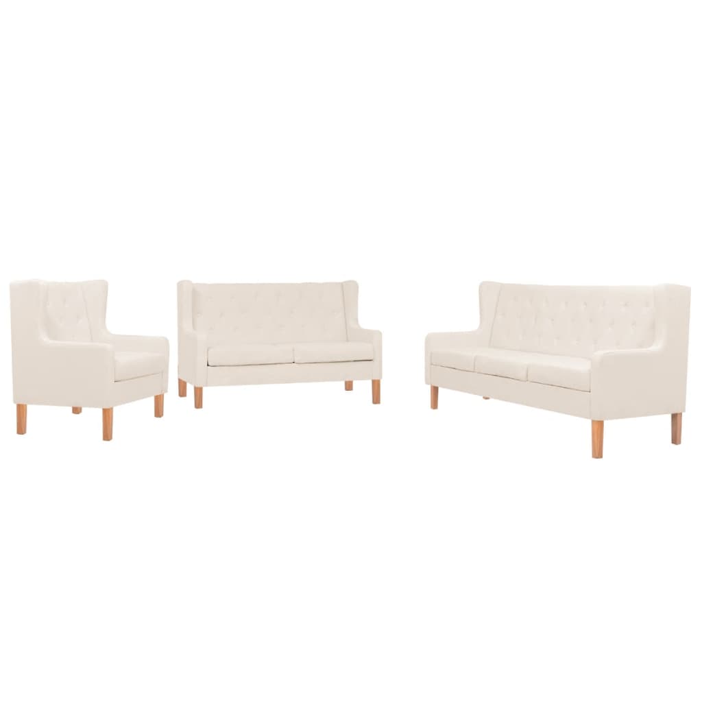 NNEVL Sofa Set 3 Pieces Fabric Cream White-0