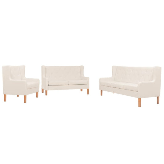 NNEVL Sofa Set 3 Pieces Fabric Cream White-0
