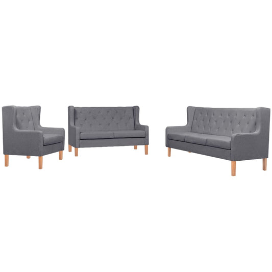 NNEVL Sofa Set 3 Pieces Fabric Grey-0
