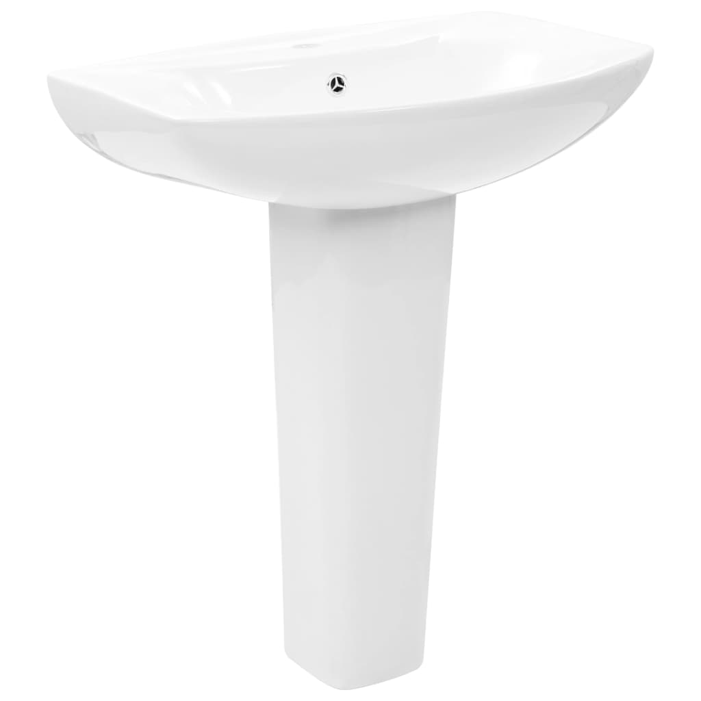 NNEVL Freestanding Basin with Pedestal Ceramic White 650x520x200 mm-1