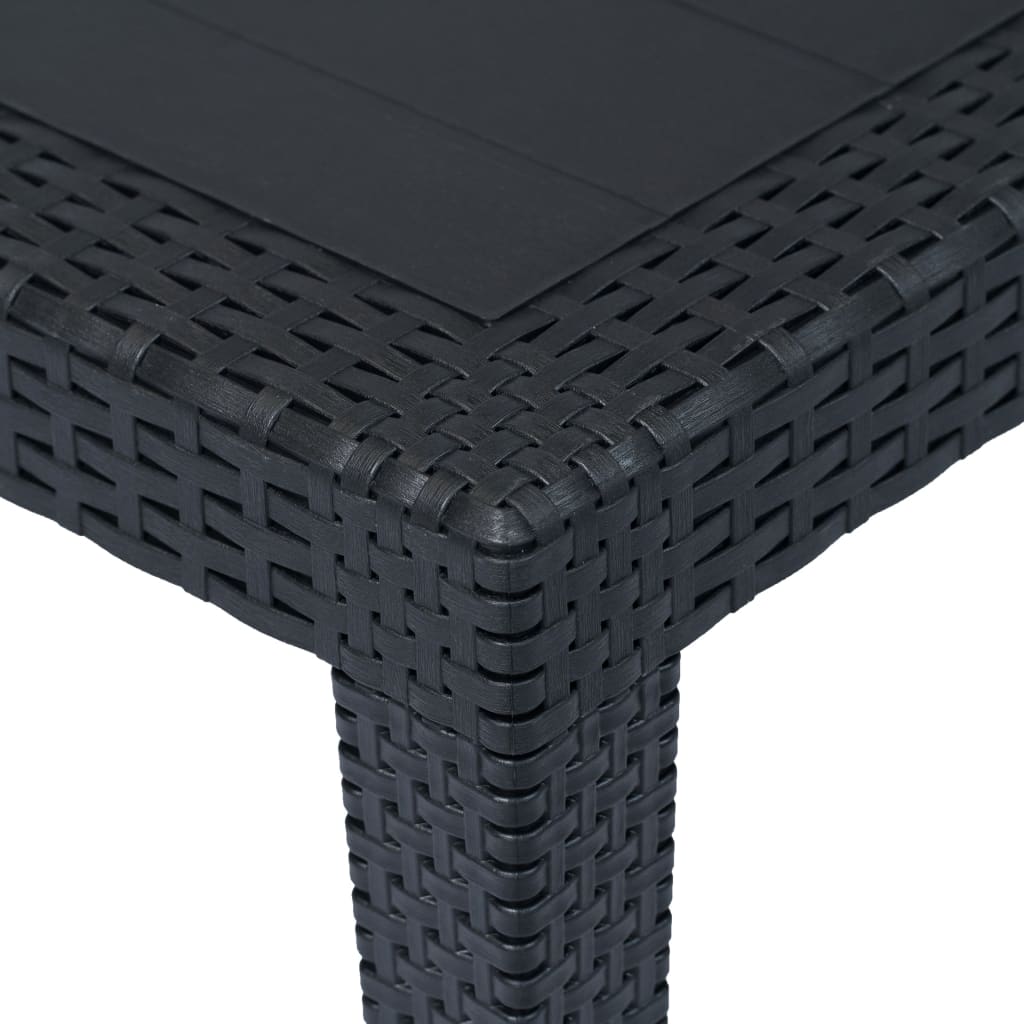 NNEVL Garden Table Anthracite 150x90x72 cm Plastic Rattan Look-2