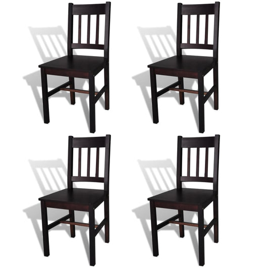 NNEVL Dining Chairs 4 pcs Dark Brown Pinewood-0