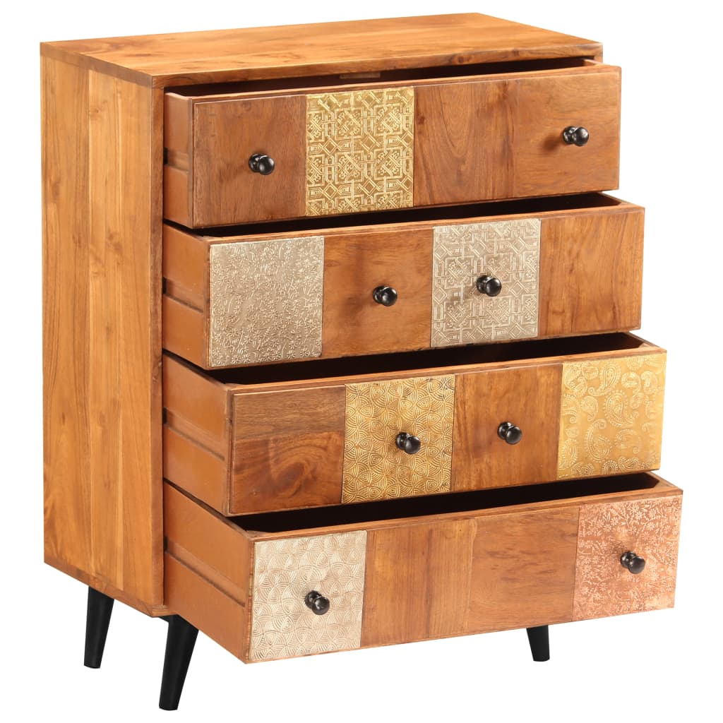 NNEVL Chest of Drawers 60x30x75 cm Solid Acacia Wood-2