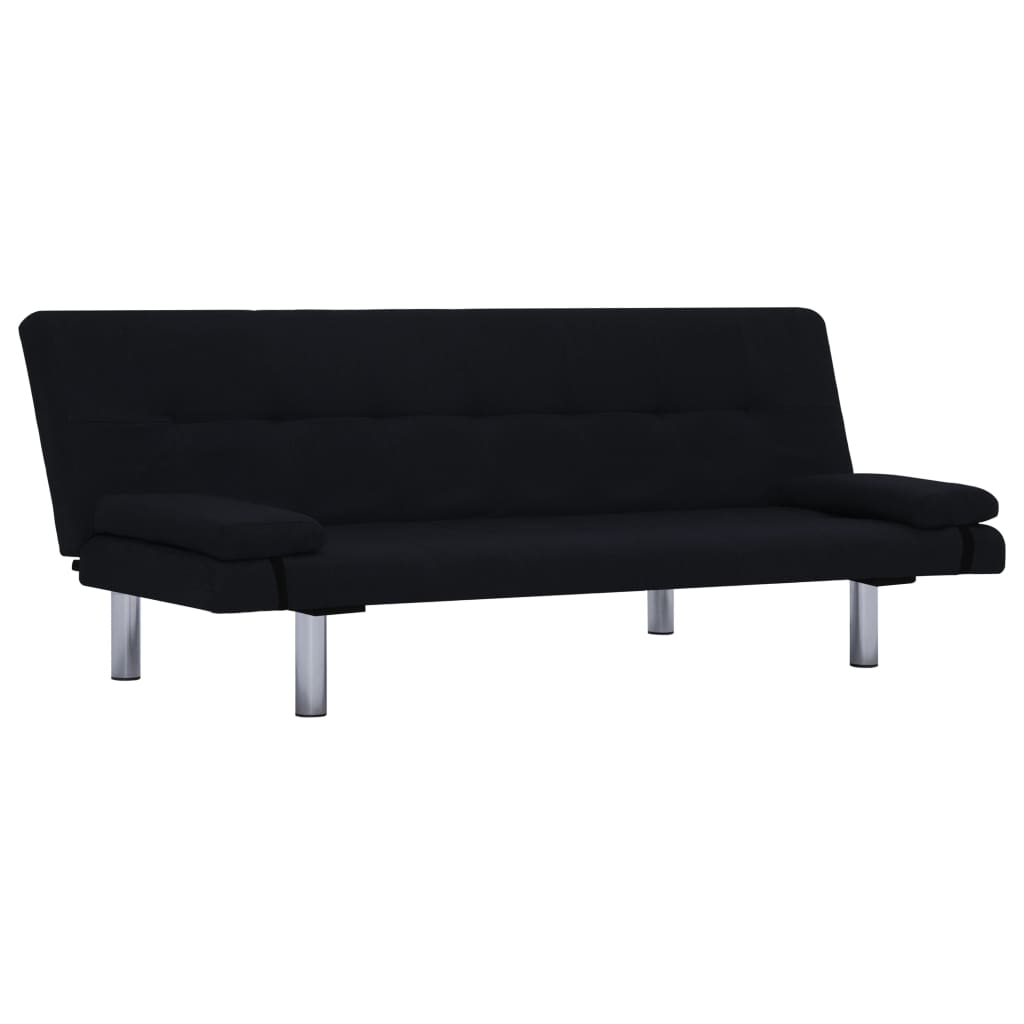 NNEVL Sofa Bed with Two Pillows Black Polyester-1