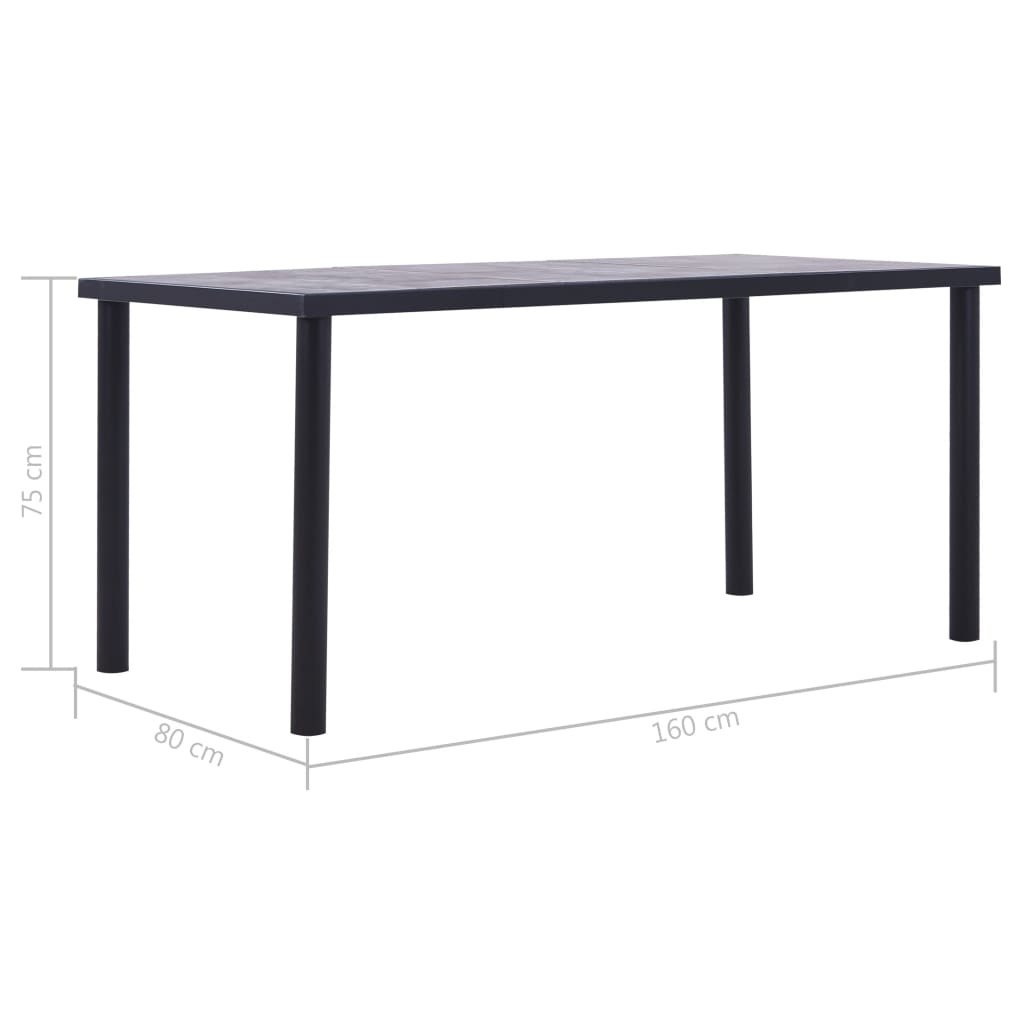 NNEVL Dining Table Black and Concrete Grey 160x80x75 cm MDF-4