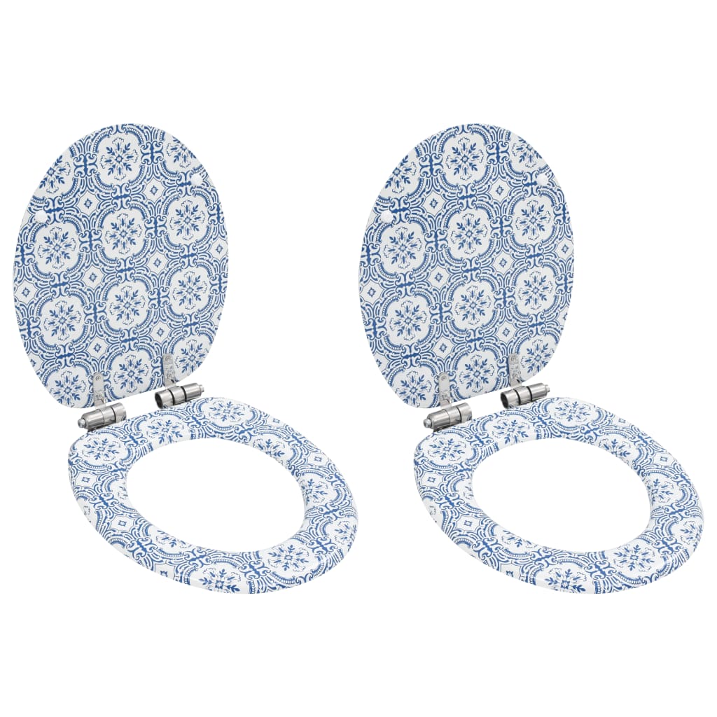 NNEVL WC Toilet Seats 2 pcs with Soft Close Lids MDF Porcelain Design-0